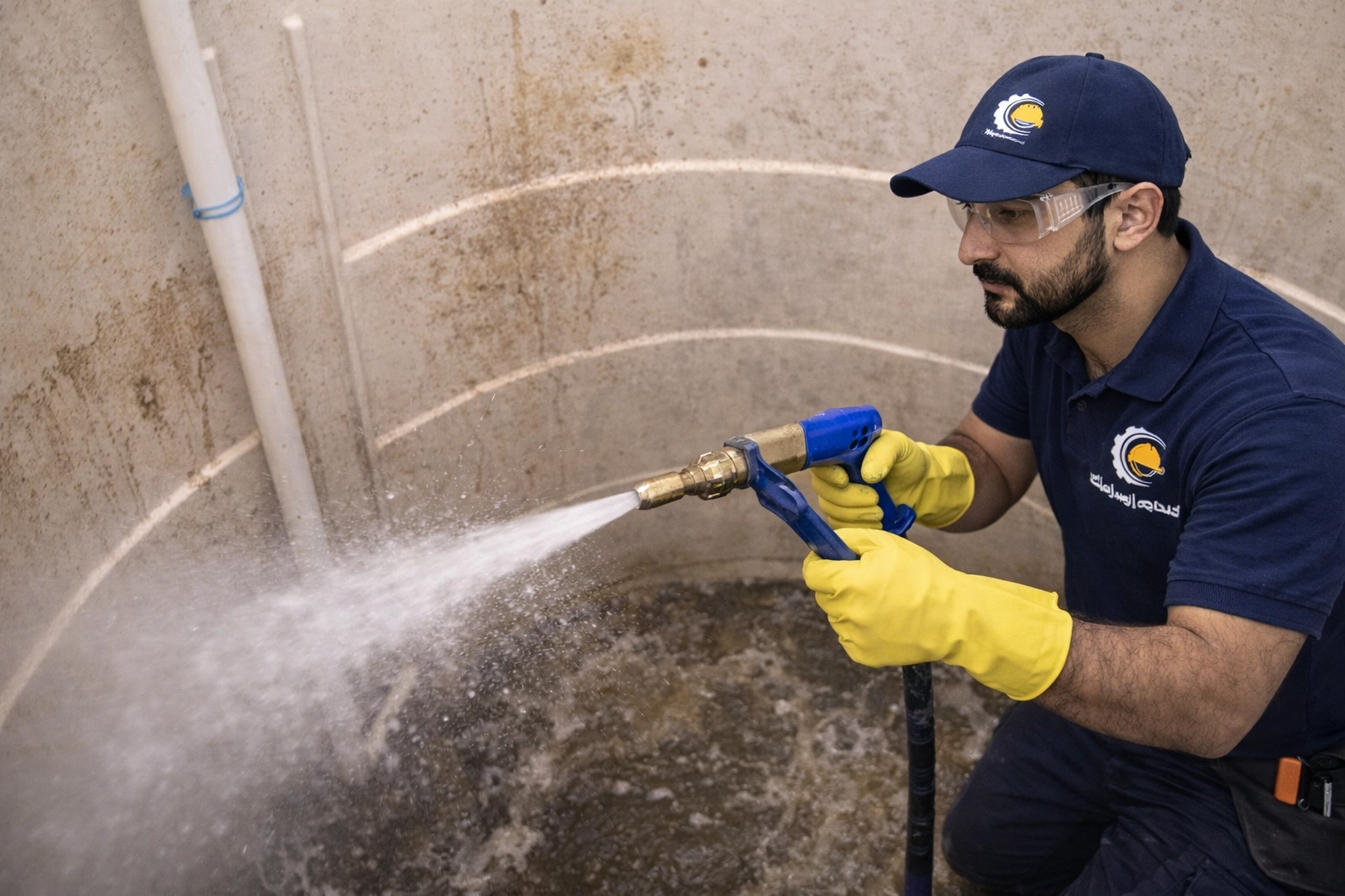 غسيل، لحام، وعزل خزانات المياه